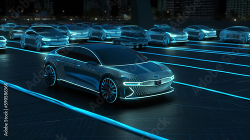Autonomous Driving technology concept. Generative AI
