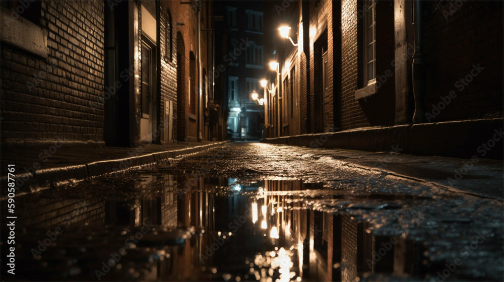 Fototapeta premium City streets at night - Generative art