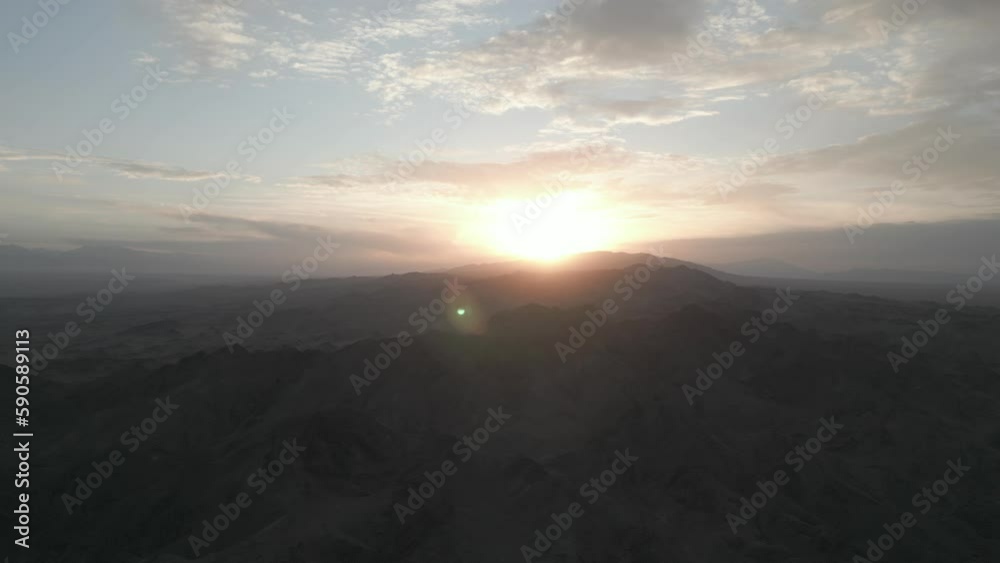 Aerial: sunset in the mountains of Charyn Canyon, 4k Aerial: sunset in the mountains of Charyn Canyon, 4k