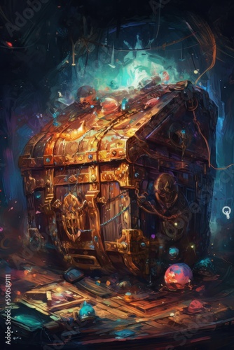 Pirate's treasure chest. Generative AI © August