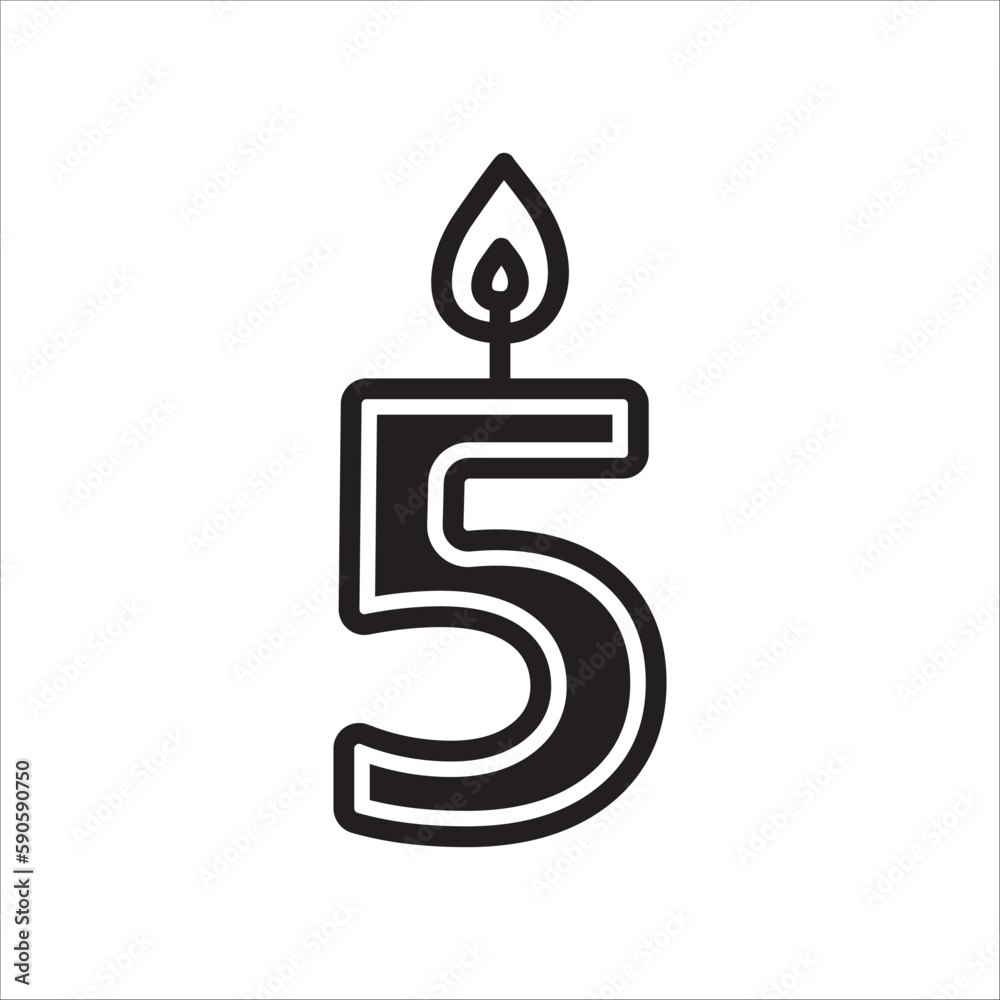 Candle vector icon. Number candle flat sign design. Candle with flame symbol pictogram. UX UI icon