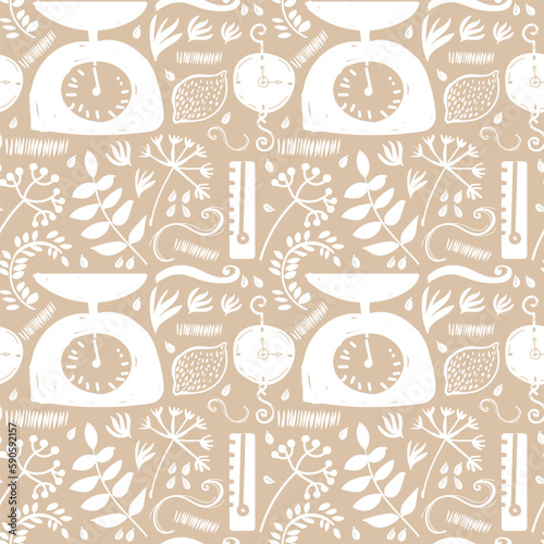Cooking and kitchenware seamless pattern. Tool and ware collection. Hand drawn  doodle cooking icon