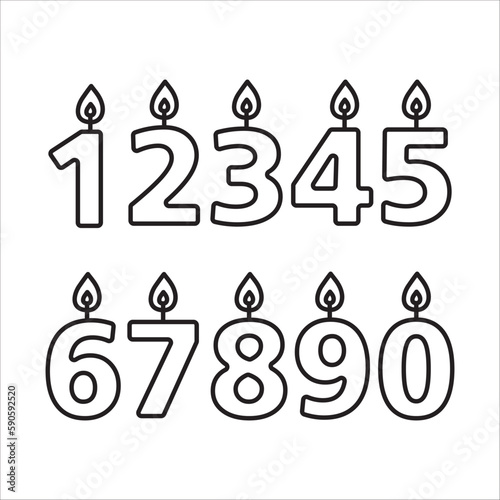 Candle vector icon. Number candle flat sign design. Candle with flame symbol pictogram. UX UI icon