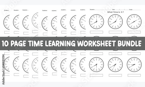 10 page Time clock's Learning Worksheet KDP interior designs