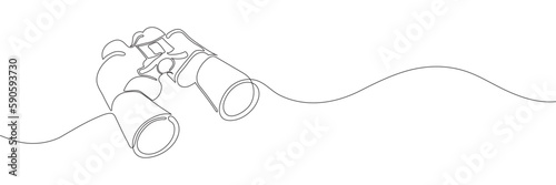 binocular continuous single line drawing. Vector illustration