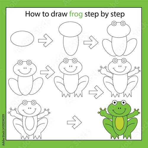 How to draw frog step by step