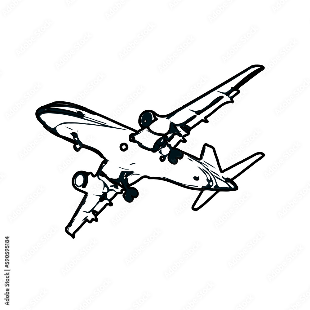 airplane black and white sketch with transparent background airplane black and white sketch with transparent background