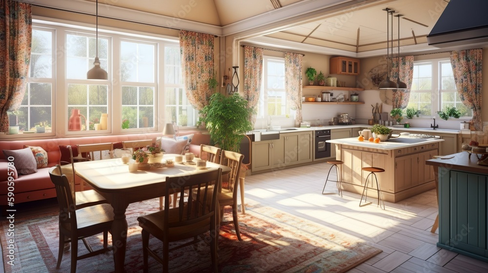 Nordic inspired hygge vibe interior house design, generative AI