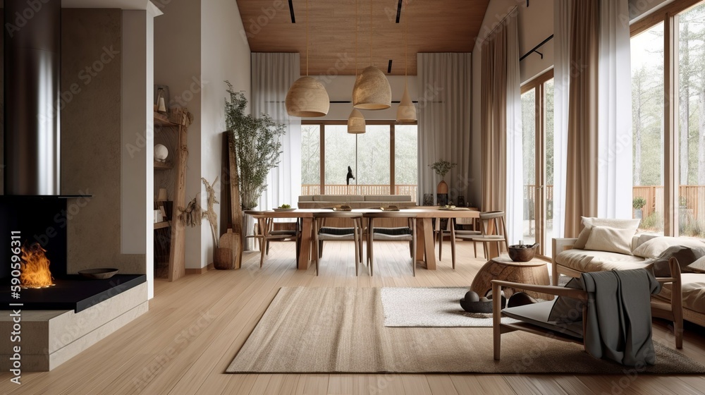 Cozy scandinavian minimalist interior, generative AI Cozy scandinavian minimalist interior, generative AI