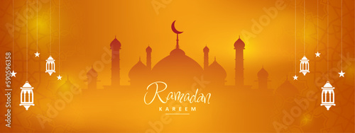 Ramadan Kareem background. Greeting for Ramadan Mubarak, Eid Mubarak. Happy Ramadan, Happy Eid Greeting Card Idea. Holy Month. Copy Space.