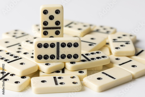 beige domino tiles on a white background