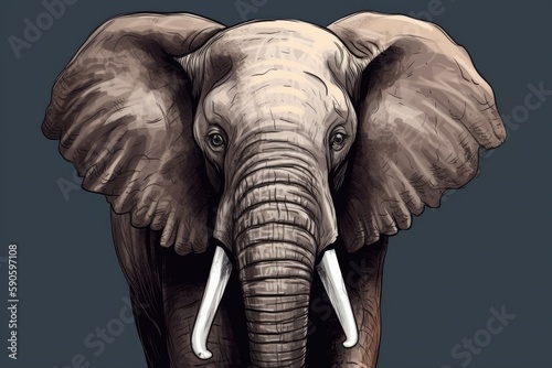 an elephant s head with large tusks. Generative AI