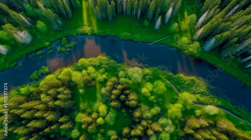 nature and mountain rivers, aerial photography , sgenetically generated by a neural network