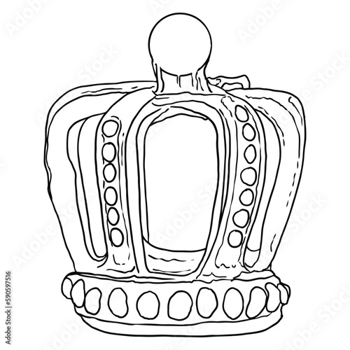 State Crown, made of gold and set with precious stones such as diamonds sapphires emeralds and pearls and rubies. Imperial State Crown used during the Coronation service and declaration of the King.