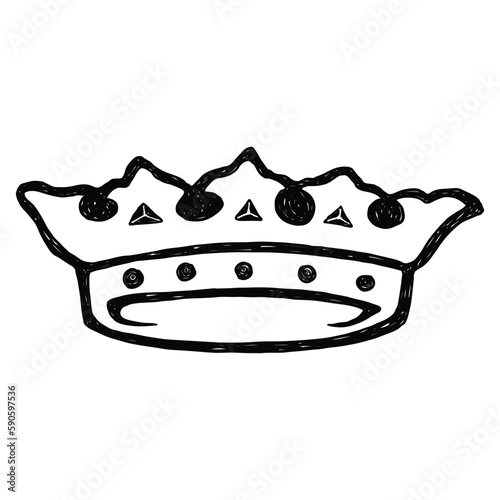 Crown of Twelve Stars drawing. Found on Saint Mary sculptures, is a symbol of spiritual mother and queen. Crown in religious art and sculpture in the Christian tradition. Vector.