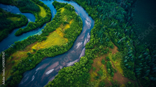 nature and mountain rivers, aerial photography
