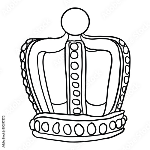 King or Queen crown.  Monarch coronations with Coronet Jewel represent United Kingdom constitutional responsible government and sovereignty or authority of the monarch. State Crown made of gold.