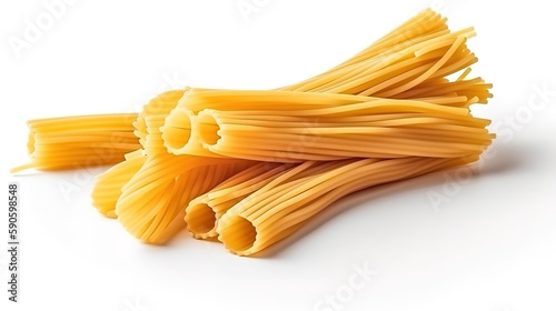 Fototapeta Naklejka Na Ścianę i Meble -  Pasta fresh (italian spaghetti) in classic style on white background. Generative Ai