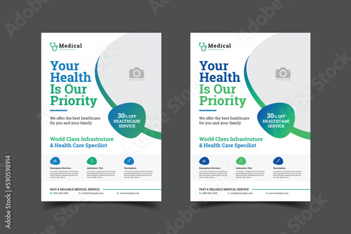 a4 corporate business healthcare & medical brochure pamphlet flyer, leaflet, cover layout  Template. 
