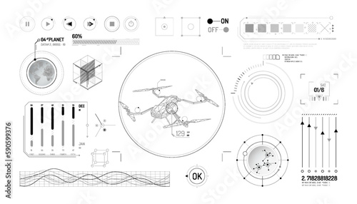 Set of infographic elements about drone and geolocation.