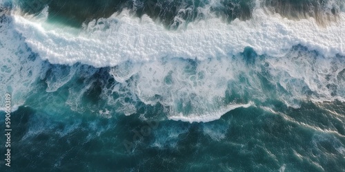 Overhead View of Ocean Waves Background (Generative AI)