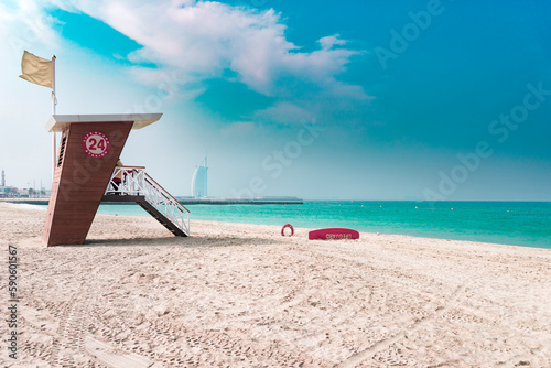 Photography Lifeguard station on Dubai beaches, Dubai, UAE, Feb.2018