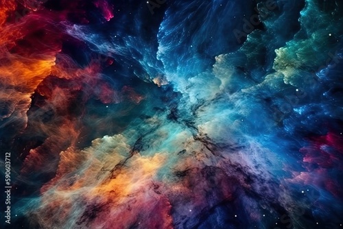 dreamy and colorful universe filled with stars and clouds. Generative AI