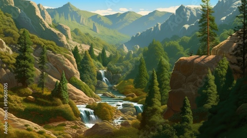 Grand canyon national park. AI generated art illustration.