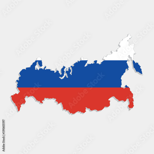 russia map with flag on gray background