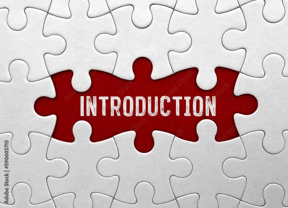 Word Introduction on red puzzle background Word Introduction on red puzzle background