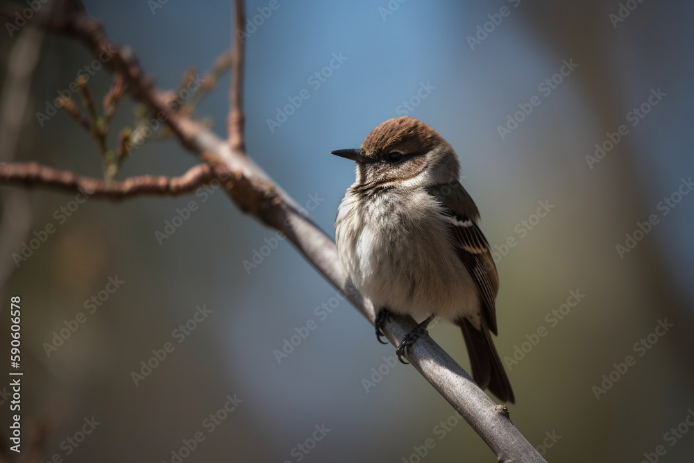Naklejka premium A bird sitting on a branch, Earth Day Generative AI