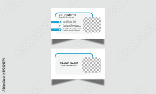 Modern Corporate and Creative Business Card Design Visiting Card Vector Illustration Colorful Gradient Business Card Template Double-Sided Horizontal Name Card Simple and Clean Blue and Black