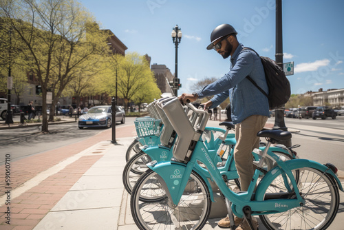 A person using a bike share program, Earth Day Generative AI