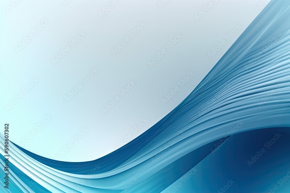 Abstract blue wave background. AI generated art illustration.