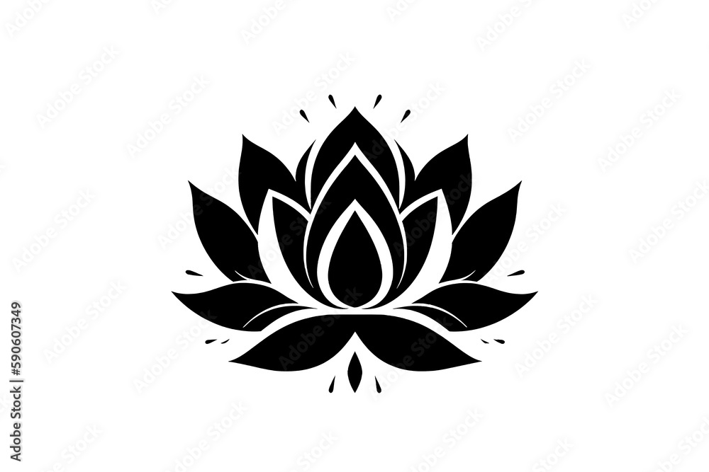 Lotus Flower Icon On Isolated Transparent Background, Png. Generative AI
