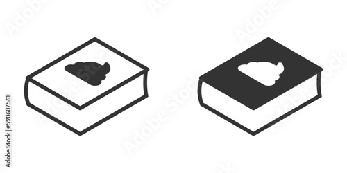 Book icon with heap of crap on cover. bad book icon. Vector illustration.