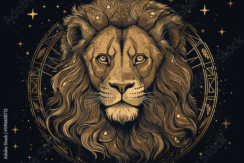 zodiac lion with stars Generative AI