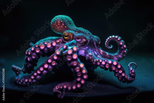 Octopus in the water. AI generated art illustration. © Дима Пучков