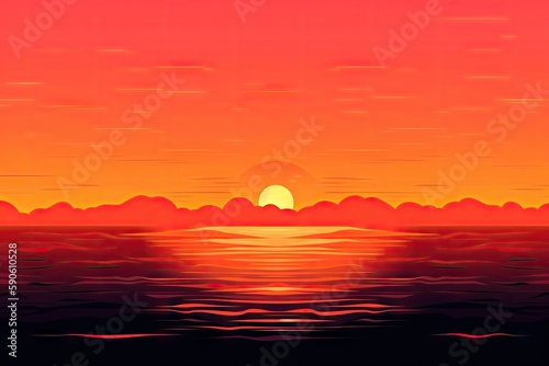 Sunrise over the sea. AI generated art illustration. © Дима Пучков