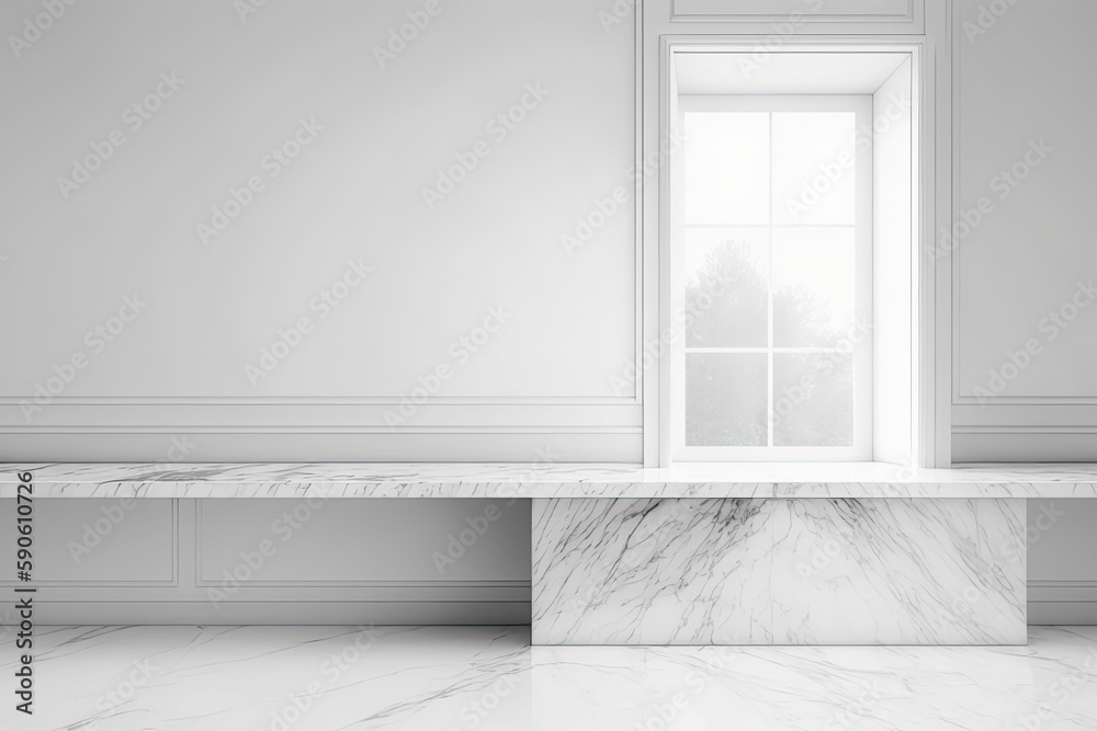 Fototapeta premium marble backdrop for a product display. Generative AI