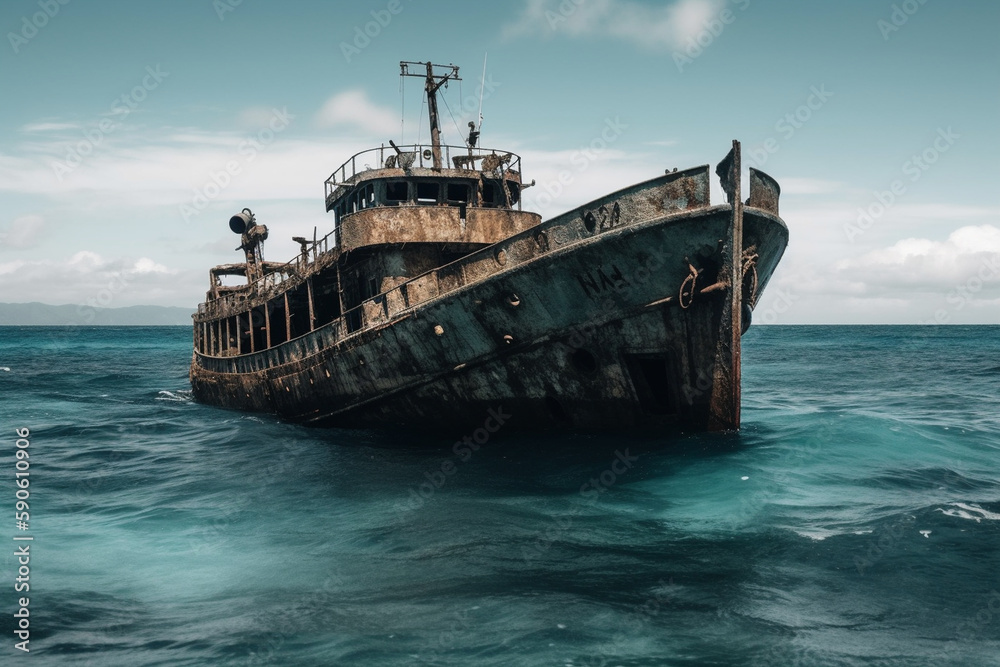 ship sunk in the ocean Generative AI