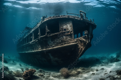 ship sunk under water Generative AI