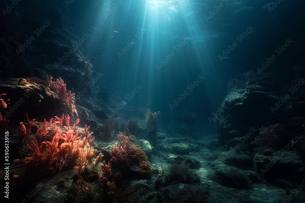 Fototapeta premium hydrothermal vents underwater cinematic Generative AI
