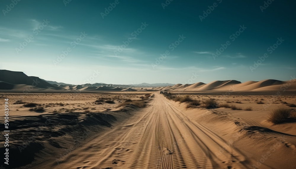 Mountain range arid climate offers extreme terrain adventure generated by AI