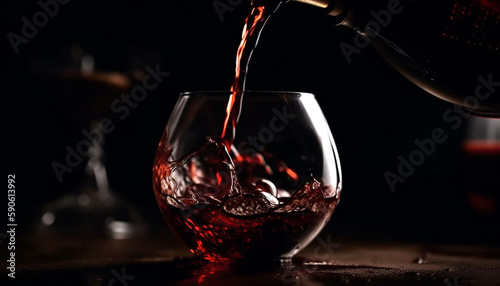 Splashing whiskey in luxury whisky glass drinking establishment generated by AI