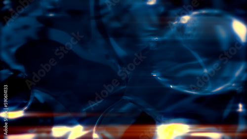 lighting blue slight soft drops particles - dark bokeh bg - abstract 3D rendering