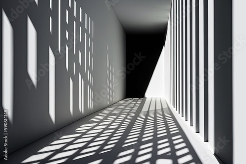 An amazing white wall with shadows and light is shown. Generative AI