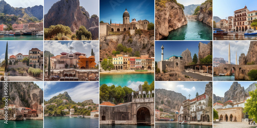 antalya City, Famous places collage Generative AI