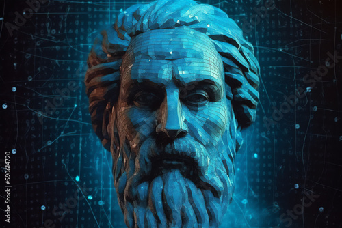 antique greek digital portrait, spatial art NFT