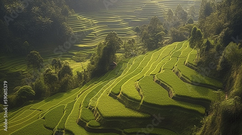 View from Above of a Terraced Rice Field photo